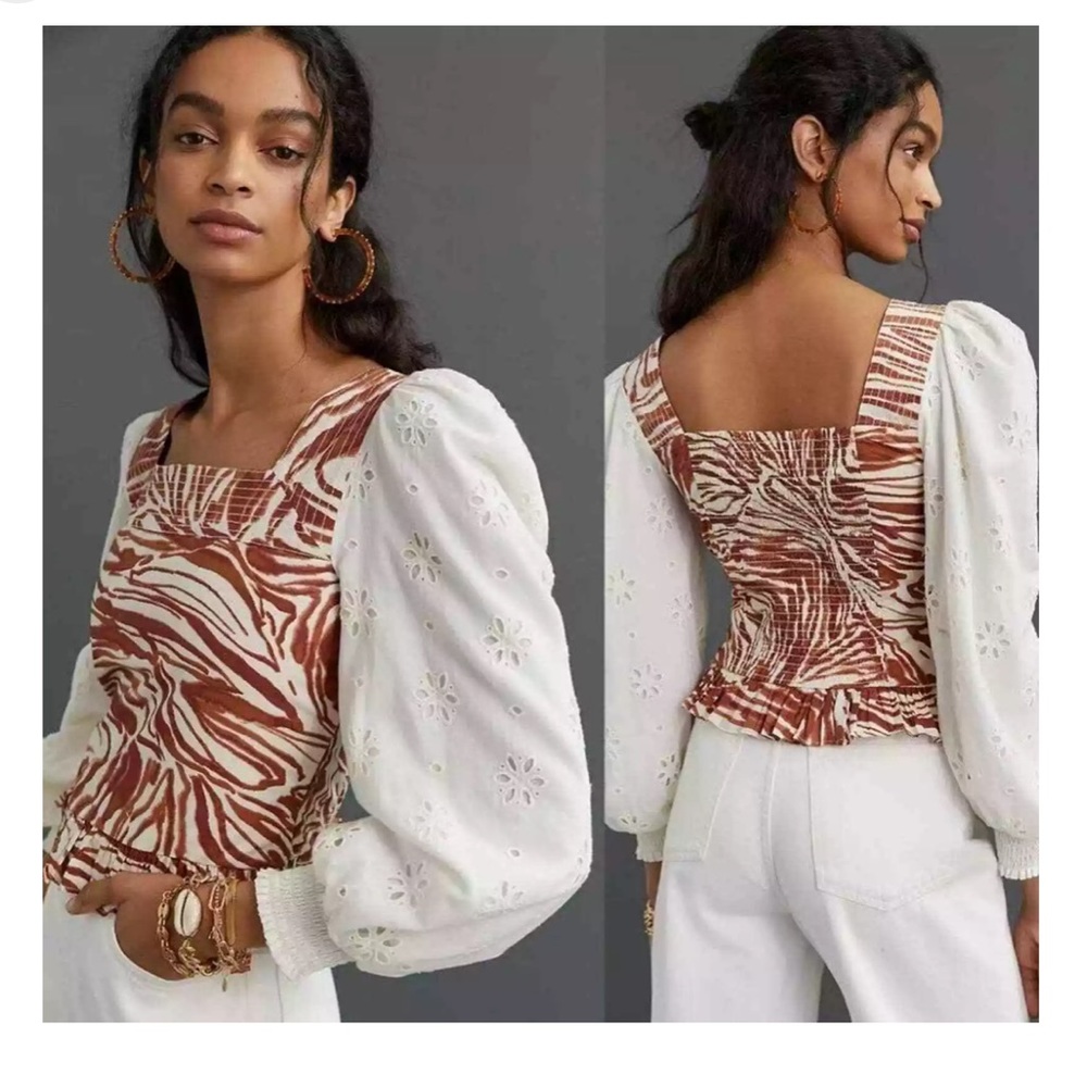 Love The Label eyelet smocked top
